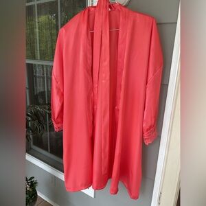 Coral Peach Lilac & London Wrap Short Kimono Robe Lace Trim Plus Size XXL EUC